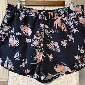 Patagonia Women XL Baggies Shorts Floral Print Elastic Waist EUC